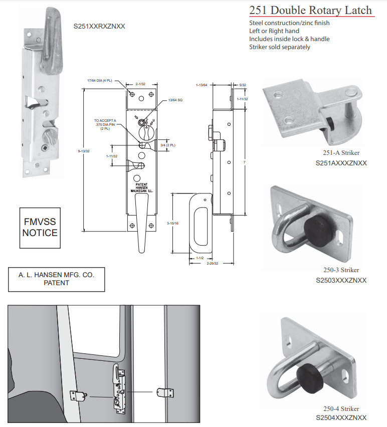 251 Double Rotary Latch – A. L. Hansen Manufacturing