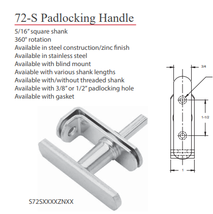 72-S Padlocking Handle – A. L. Hansen Manufacturing